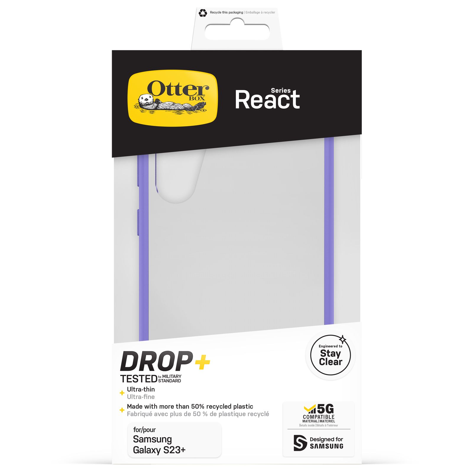 OTTERBOX REACT SAMSUNG GALAXY/S23+ PURPLEXING - CLEAR/PURPLE