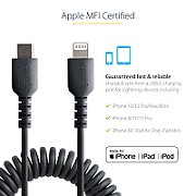 USB C TO LIGHTNING CABLE - 50CM/(20IN) COILED CABLE BLACK