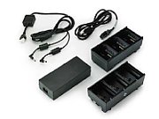 Two 3 slot battery chargers (charges 6 batteries) with power supply and Y cable ZQ600, QLn or ZQ500. EU power cord included