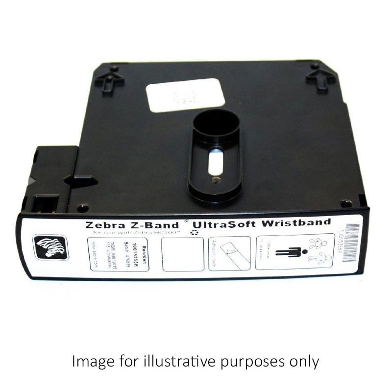 Wristband, Synthetic, 1x11in (25.4x279.4mm) DT, Z-Band Ultra Soft, Coated, Permanent Adhesive, cartridge, Red / Order Unit/Box - 6pcs