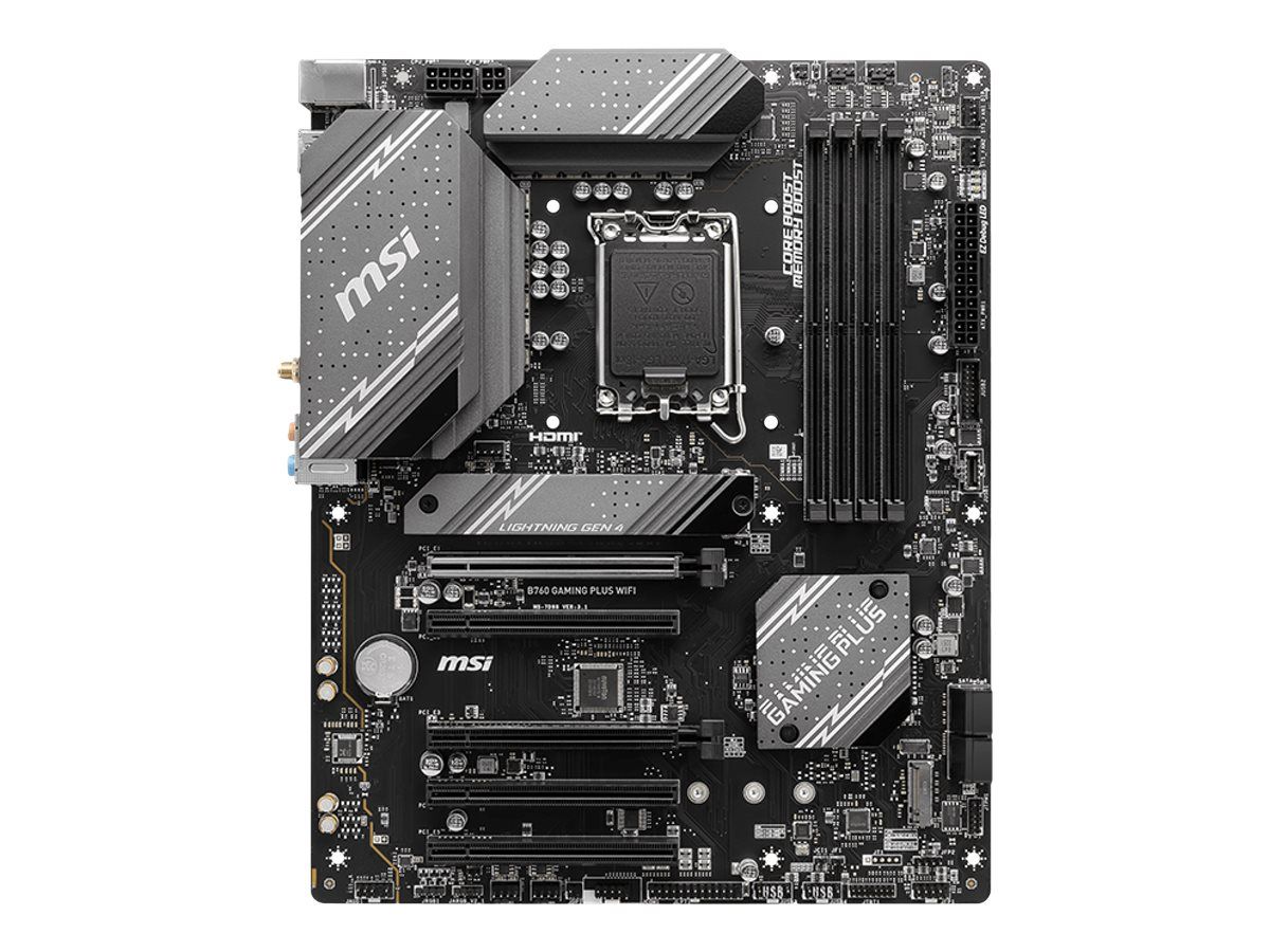 Placa de baza MSI B760 GAMING PLUS WIFI, socket 1700, 4x DDR5 UDIMM, 4x SATA, 2x NVMe, 12x USB-A, 2x USB-C, ATX