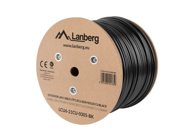 LANBERG LCU6-21CU-0305-BK Lanberg UTP stranded cable CU OUTDOOR, cat. 6, 305m, Black