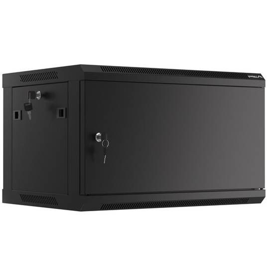 LANBERG Wall mount cabinet 19inch 6U 600x450 steel doors black flat pack