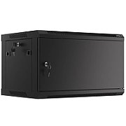 LANBERG Wall mount cabinet 19inch 6U 600x450 steel doors black flat pack