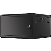 LANBERG Wall mount cabinet 19inch 6U 600x600 steel doors black flat pack
