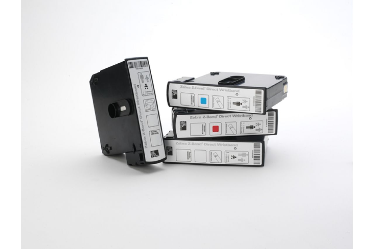 Wristband, Polypropylene, 1x7in (25.4x177.8mm) Direct Thermal, Z-Band Direct, Adhesive closure, HC100 Cartridge, 300/roll, 6/box, Red