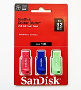 SANDISK CRUZER BLADE USB/FLASH DRIVE 3-PACK - 32GB
