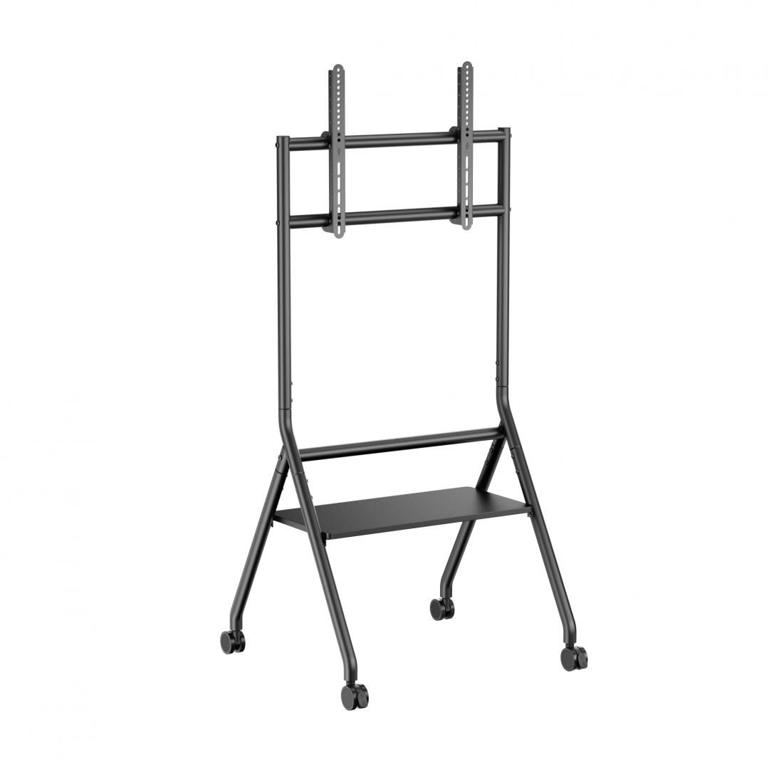 Stand TV mobil Serioux 13E-46FW, dimensiuni: 725x635x1615mm, compatibilitate  dimensiune ecran: 37  -86  , VESA: 200x200, 300x200, 400x200, 300x300, 400x300, 400x400, 600x400, greutate maximă suportata: 80 kg, greutate maximă suportata raft: 10 kg