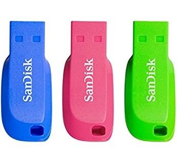SANDISK CRUZER BLADE USB/FLASH DRIVE 3-PACK - 16GB