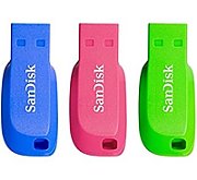 SANDISK CRUZER BLADE USB/FLASH DRIVE 3-PACK - 16GB
