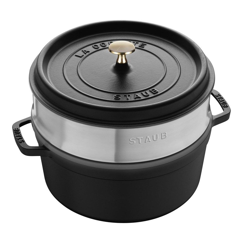 Round cast iron pot with insert Staub - Black  5.25 ltr
