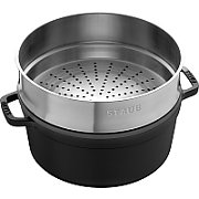 Round cast iron pot with insert Staub - Black  5.25 ltr