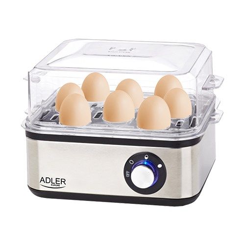 Adler AD 4486 egg cooker 8 egg(s) 800 W Black Satin steel Transparent