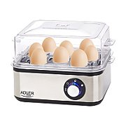 Adler AD 4486 egg cooker 8 egg(s) 800 W Black Satin steel Transparent