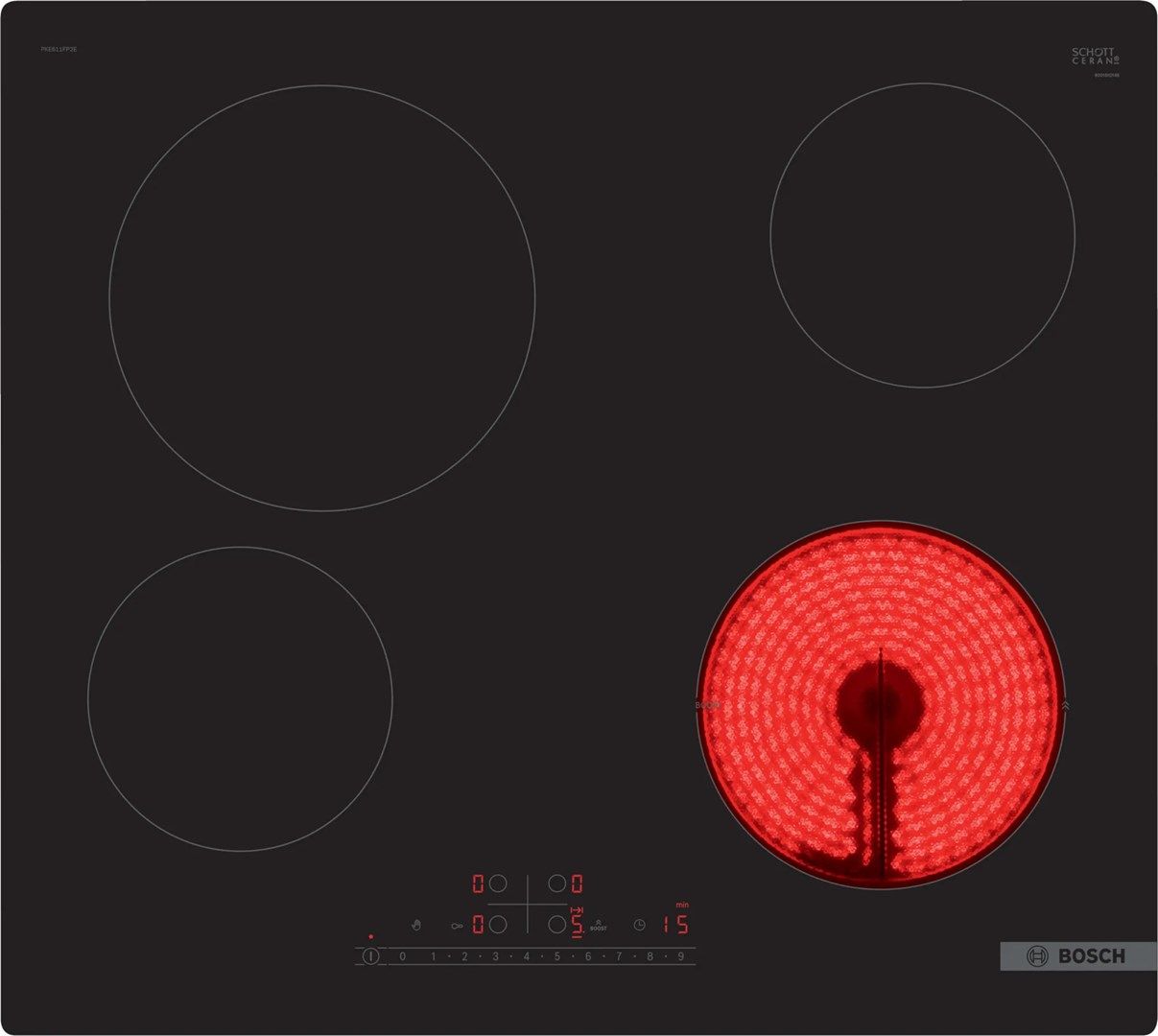 Bosch Serie 6 PKE611FP2E hob Black Built-in 60 cm Ceramic 4 zone(s)