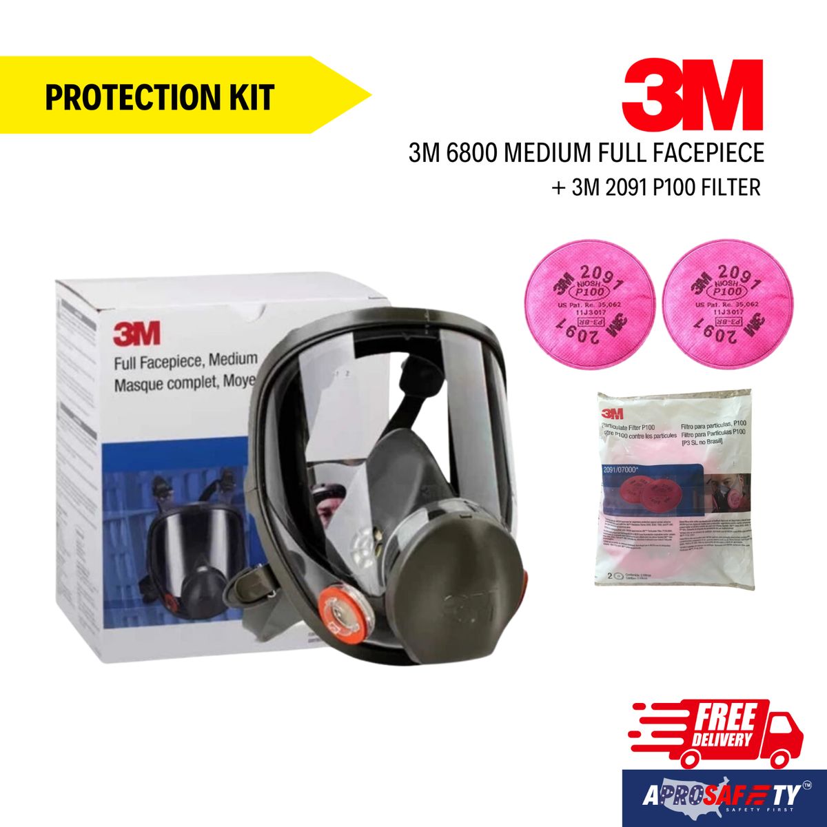 3M FULL BONNET 6800M