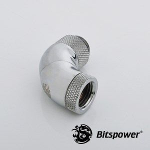 Bitspower Adapter 90 Degree G1/4 Inch Male Thread to G1/4 Inch Female Thread - 3x rotatable  shiny silver
