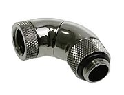 Bitspower Adapter 90 Degree G1/4 Inch Female Thread to G1/4 Inch Female Thread - 3x rotatable  glossy black