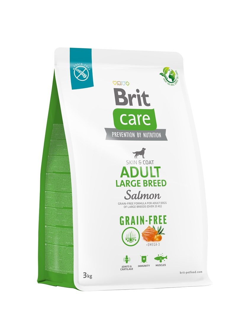 Dry food for adult dogs  large breeds - BRIT Care Grain-free Adult Salmon- 3 kg