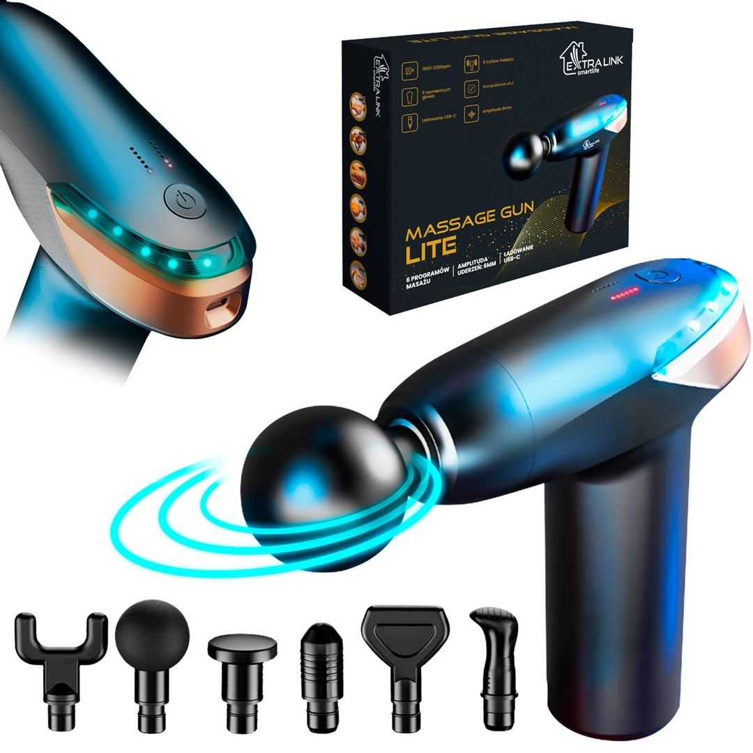Extralink Massage Gun Lite | Massage gun | 3200 RPM  6 replaceable tips