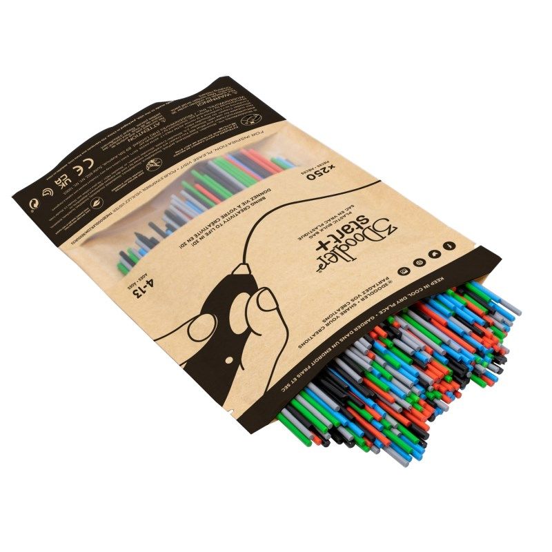 3Doodler Primary Pow Mixed Bag 250 Compostable plastic Blue  Green  Grey  Red 1 g