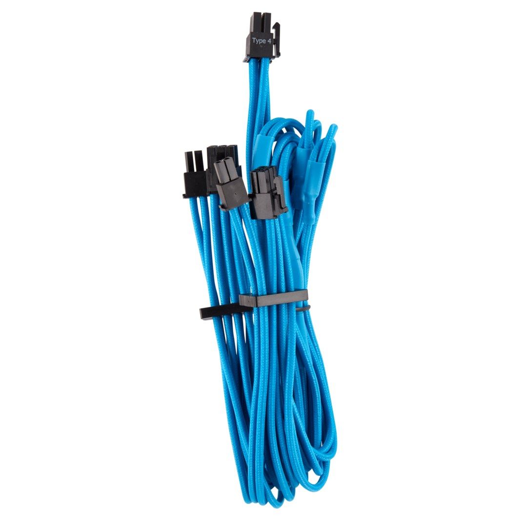 Corsair Premium Sleeved PCIe Dual Cable  Twin Pack (Gen 4) - Blue