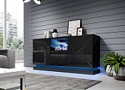 Chest of drawers QIU 2D1K 150x41.5x75 black gloss/black gloss