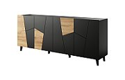 ETNA chest of drawers 200x42x82 black matt + oak craft