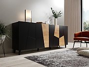 ETNA chest of drawers 200x42x82 black matt + oak craft