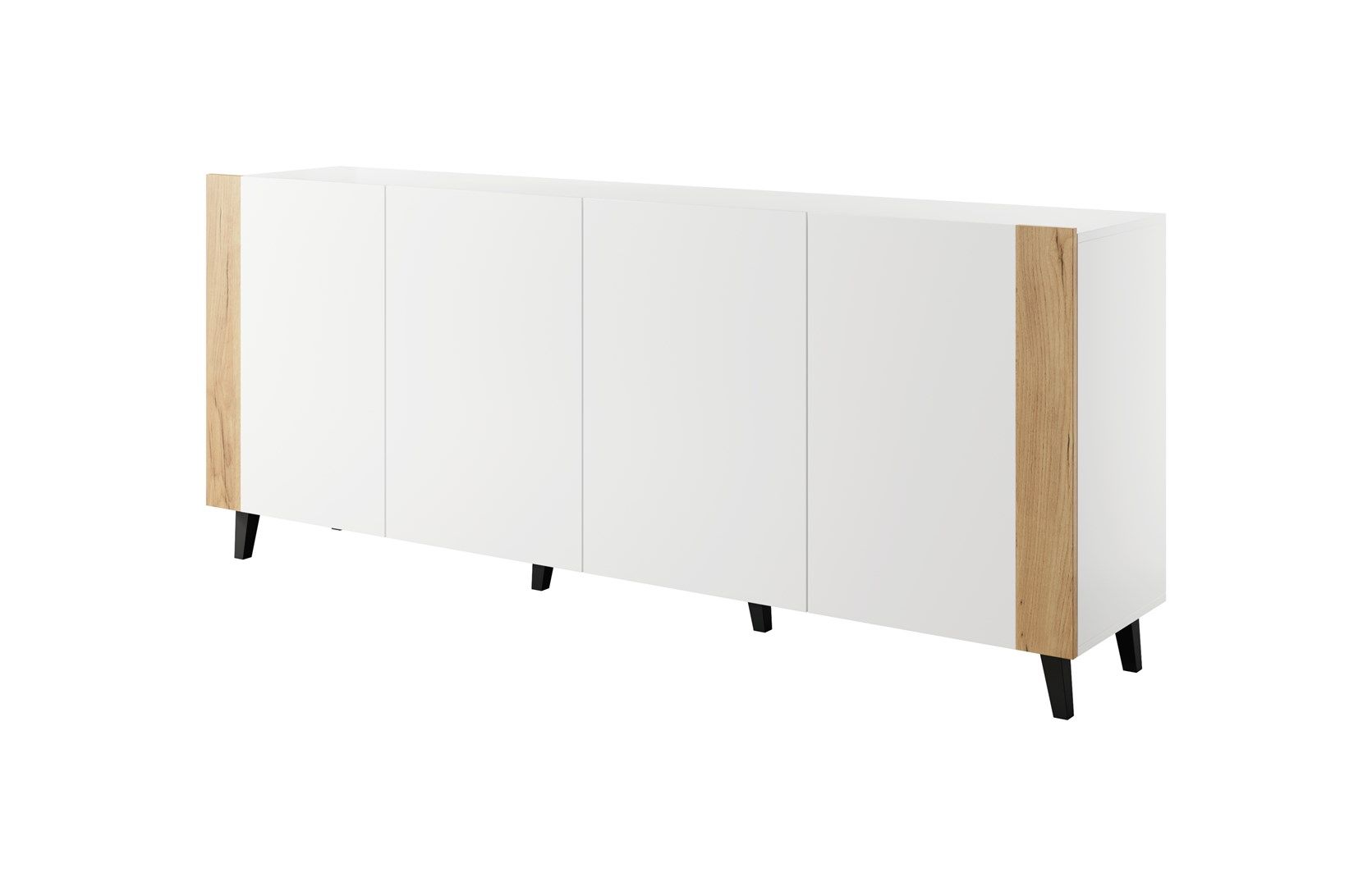 FARO chest of drawers 200x42x82 white matt + oak craft