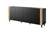 FARO chest of drawers 200x42x82 matte black + oak craft