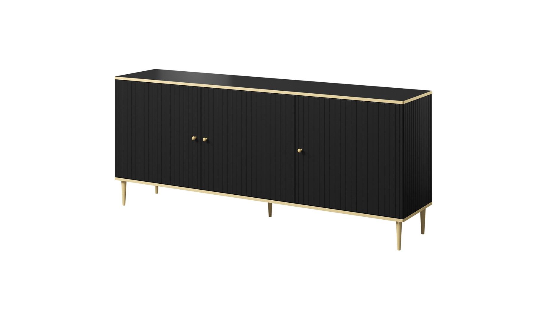 GLAMOUR chest 180x40x75.5 cm black matt + gold