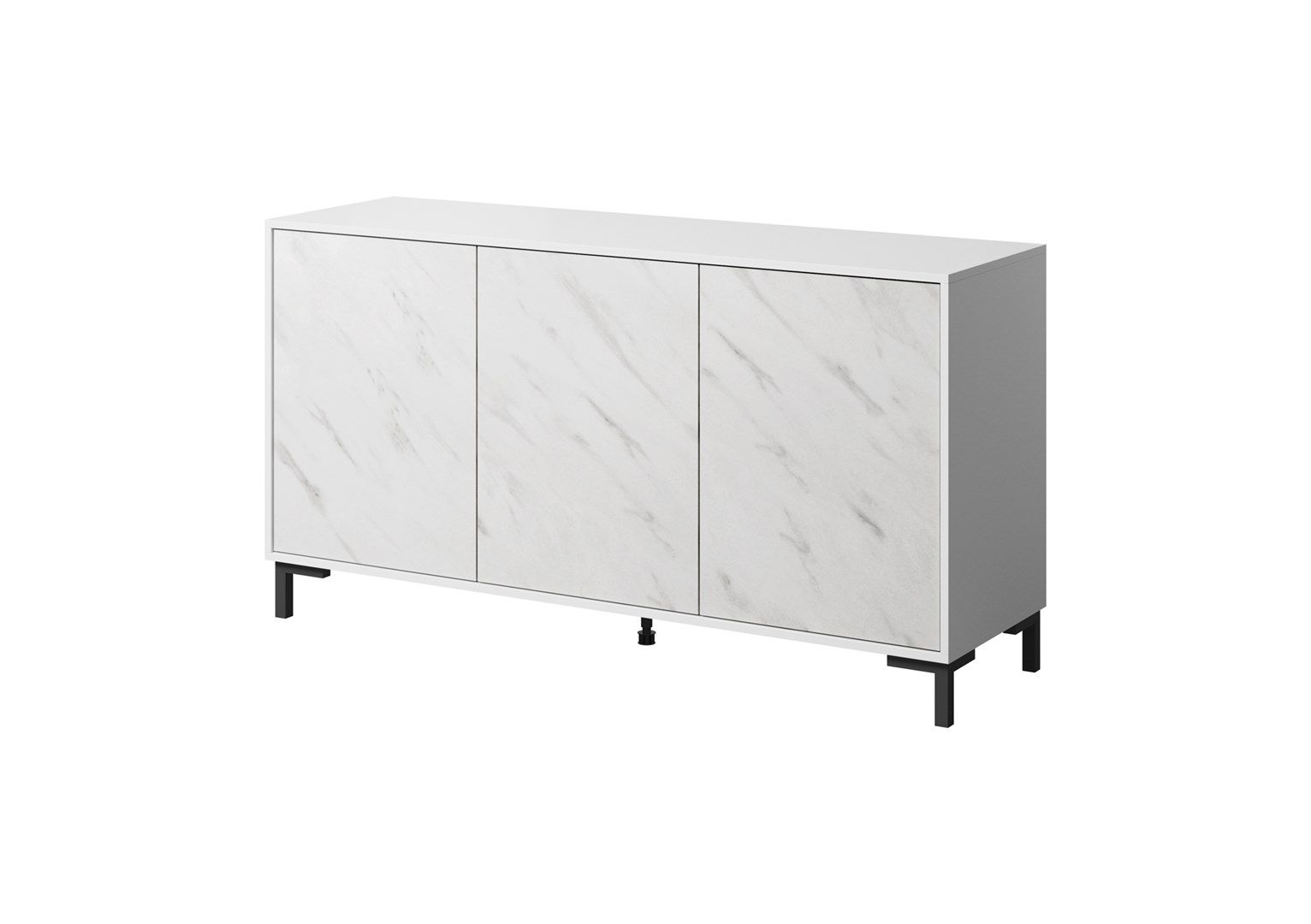 MARMO 3D chest of drawers 150x45x80.5 cm white matt/marble white