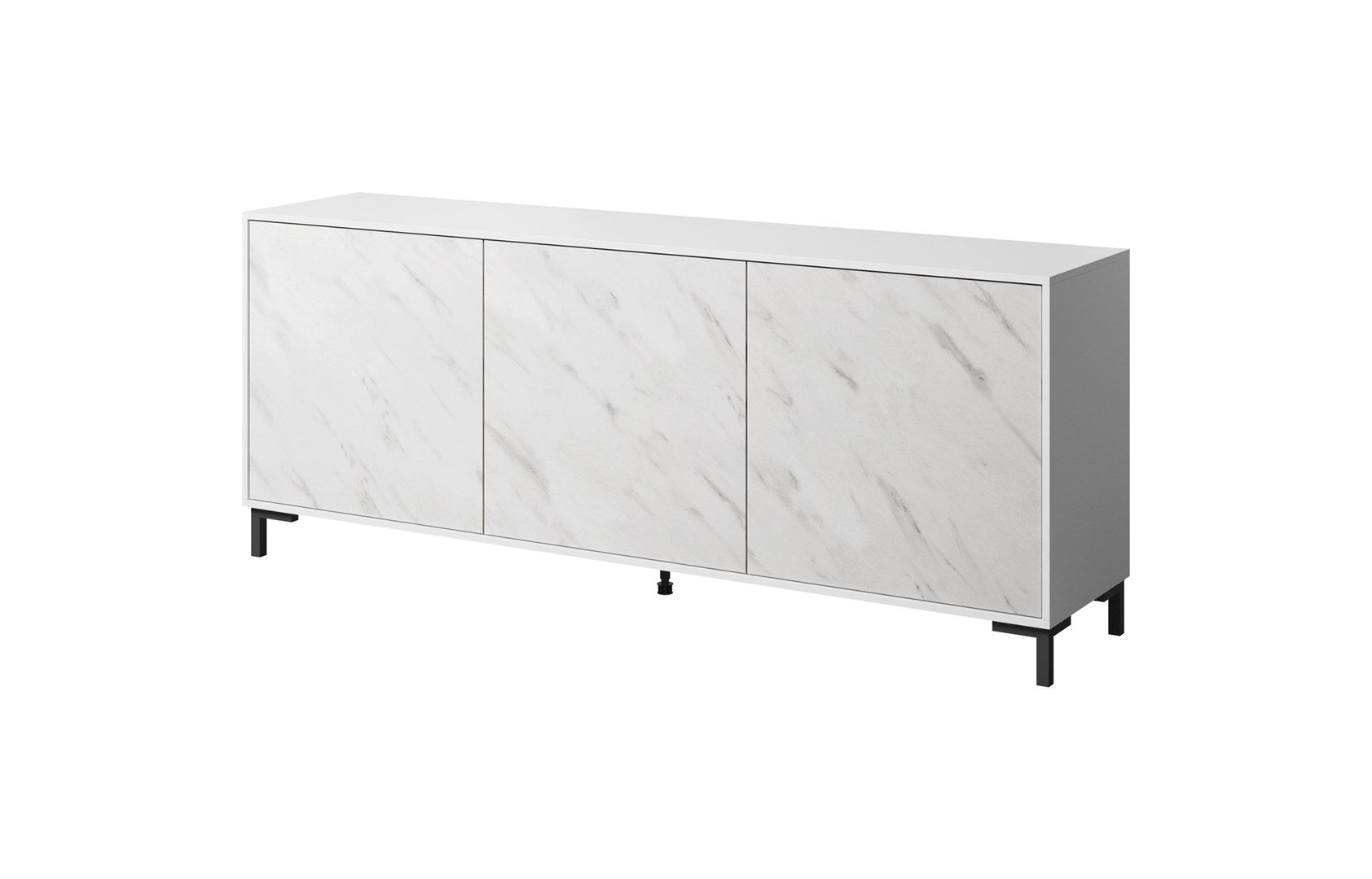 MARMO 3D chest of drawers 200x45x80 5 cm white matt/marble white
