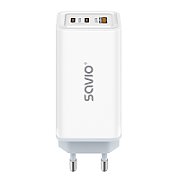 SAVIO LA-07 GaN 65W mains charger  USB  QC4.0+  PD 3.0  White