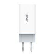 SAVIO LA-07 GaN 65W mains charger  USB  QC4.0+  PD 3.0  White