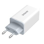 SAVIO LA-07 GaN 65W mains charger  USB  QC4.0+  PD 3.0  White
