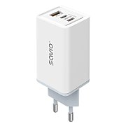 SAVIO LA-07 GaN 65W mains charger  USB  QC4.0+  PD 3.0  White