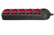 Maclean MCE204 power extension 1.5 m 5 AC outlet(s) Indoor Black  Red