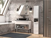 Bathroom cabinet NEL I 31x30x174 cm  white  glossy