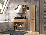 Topeshop NEL II ANT/ART bathroom storage cabinet Graphite  Oak