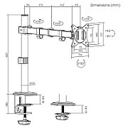Maclean MC-753N LCD Monitor Desk Mount 17-32  9kg VESA 75x75 100x100 Single Arm Extendable Adjustable