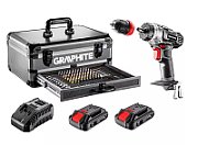 Graphite Energy+ set in aluminum case: drill/driver with removable chuck  2 2.0Ah batteries  charger and 109 accessories
