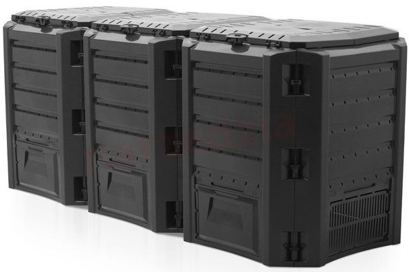 PROSPERPLAST COMPOSTER 1200L BLACK 1980 x 719 x 826mm 3 SEGMENTS