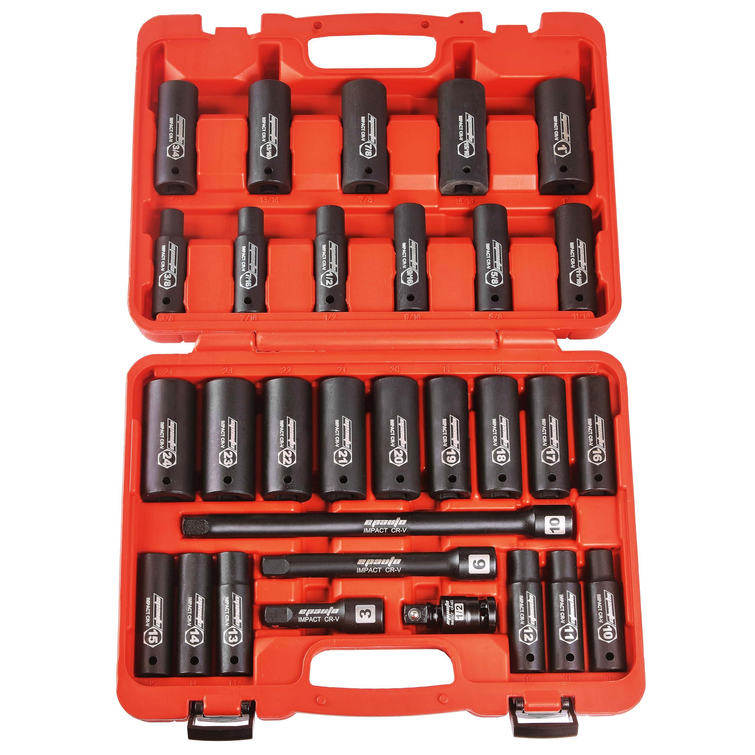 Impact sockets 1/2   10-24 mm  set of 11