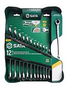 SATA DOUBLE RATCHET COMBINATION WRENCHES SET OF 13 PCS.+ X-BEAM WRENCH