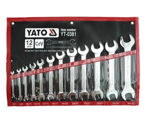 YATO SATIN OPEN-END WRENCHES 12 pcs. 6-32mm. CASE 0381