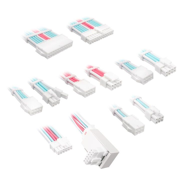 Kolink Core Pro Braided Cable Extension Kit 12V-2x6 Type 2 - Brilliant White/Neon Blue/Pure Pink