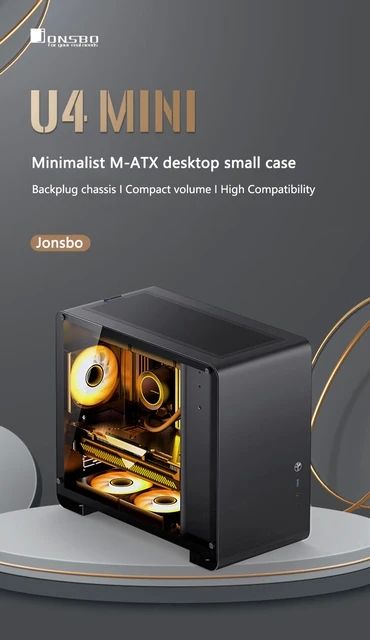 Jonsbo U4 Mini Micro-ATX Case  Tempered Glass - Black