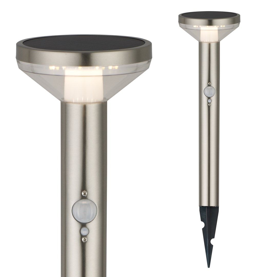 Maclean Solar LED Lamp  with Sensor  3 Modes  Hammer  Li-ion 18650  IP44  3 7V  1200 mAh  Chrome matt  MCE465 C/M